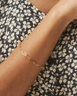 Large Paperclip Chain Bracelet In 18k Gold Vermeil -Kendra Scott 0009 kendra scott large paperclip chain bracelet