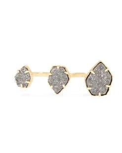 Naomi Gold Double Ring In Platinum Drusy