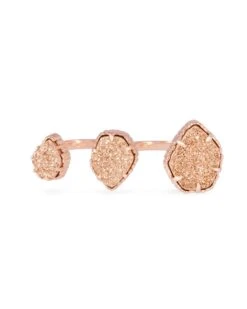 Naomi Rose Gold Double Ring In Rose Gold Drusy