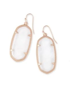 Elle Rose Gold Drop Earrings In Ivory Mother-of-Pearl