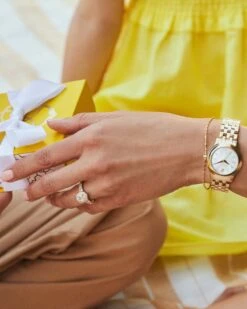 Alex Gold Tone Stainless Steel 28mm Watch In Ivory Mother-of-Pearl -Kendra Scott Kendra Scott Alex 28mm Watch Ivory Mop Gold 00