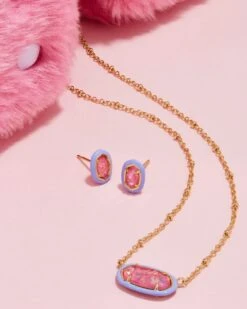 Barbie™ X Kendra Scott Gold Emilie Stud Earrings In Pink Iridescent Glitter Glass 6 Barbie™ X Kendra Scott Gold Emilie Stud Earrings In Pink Iridescent Glitter Glass -Kendra Scott Kendra Scott Barbie Emilie Stud Earring Pink Iridescent Glitter Glass Gold 01