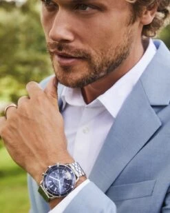 Beck Stainless Steel 44mm Chronograph Watch In Blue -Kendra Scott Kendra Scott Beck 44m Chronograph Watch Blue Stainless Steel 01