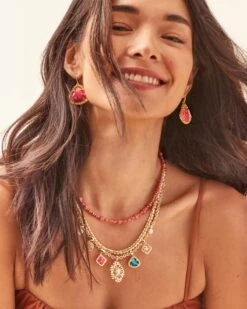 Brielle Convertible Gold Charm Necklace In Multi Mix -Kendra Scott Kendra Scott Brielle Convertible Charm Necklace Multi Mix Gold 00