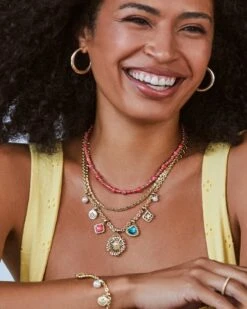 Colette Hoop Earrings In Gold -Kendra Scott Kendra Scott Brielle Multi Strand Charm Necklace Multi Mix Gold 00 1