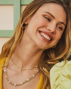 Cailin Gold Crystal Hoop Earrings In White Crystal -Kendra Scott Kendra Scott Cailin Hoop Earring White Crystal Gold 00