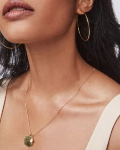 22 Inch Ball Chain Necklace In 18k Gold Vermeil -Kendra Scott Kendra Scott Charm Bundle Davis Charm Davie Rock Crystal Birthstone Gold 00