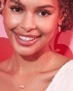 Elisa 18k Gold Vermeil Pendant Necklace In Pink Rhodochrosite -Kendra Scott Kendra Scott Elisa Pendant Necklace Pink Rhodochrosite Gold Vermeil 01