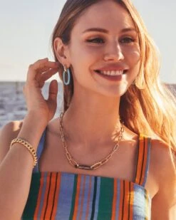 Elle Silver Convertible Link Earrings In Turquoise Magnesite -Kendra Scott Kendra Scott Elle Link Earrings Turquoise Magnesite Gold 00