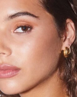 Ellen Luxe 18k Gold Vermeil Huggie Earrings In White Sapphire 10 Ellen Luxe 18k Gold Vermeil Huggie Earrings In White Sapphire -Kendra Scott Kendra Scott Ellen Lux Earrings Gold Vermeil 00