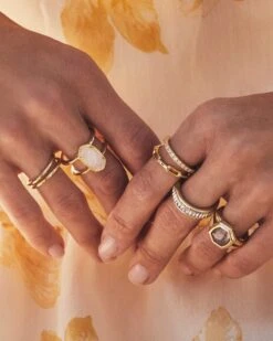 Elyse Gold Ring In Iridescent Drusy -Kendra Scott Kendra Scott Elyse Double Band Ring Iridescent Drusy Gold 01