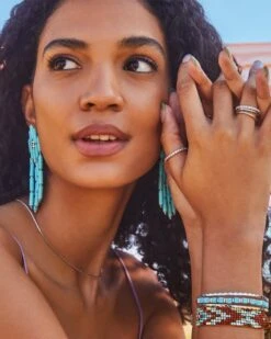 Ember Silver Triple Cuff Bracelet In Variegated Turquoise Magnesite 11 Ember Silver Triple Cuff Bracelet In Variegated Turquoise Magnesite -Kendra Scott Kendra Scott Ember Triple Cuff Bracelet Turquoise Rhodium 02