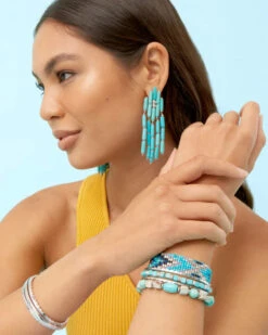 Ember Silver Triple Cuff Bracelet In Variegated Turquoise Magnesite 10 Ember Silver Triple Cuff Bracelet In Variegated Turquoise Magnesite -Kendra Scott Kendra Scott Ember Triple Cuff Bracelet Turquoise Rhodium 04