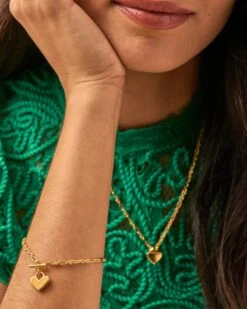 Heart Padlock Chain Bracelet In 18k Gold Vermeil -Kendra Scott Kendra Scott Heart Padlock Chain Bracelet Gold Vermeil 01