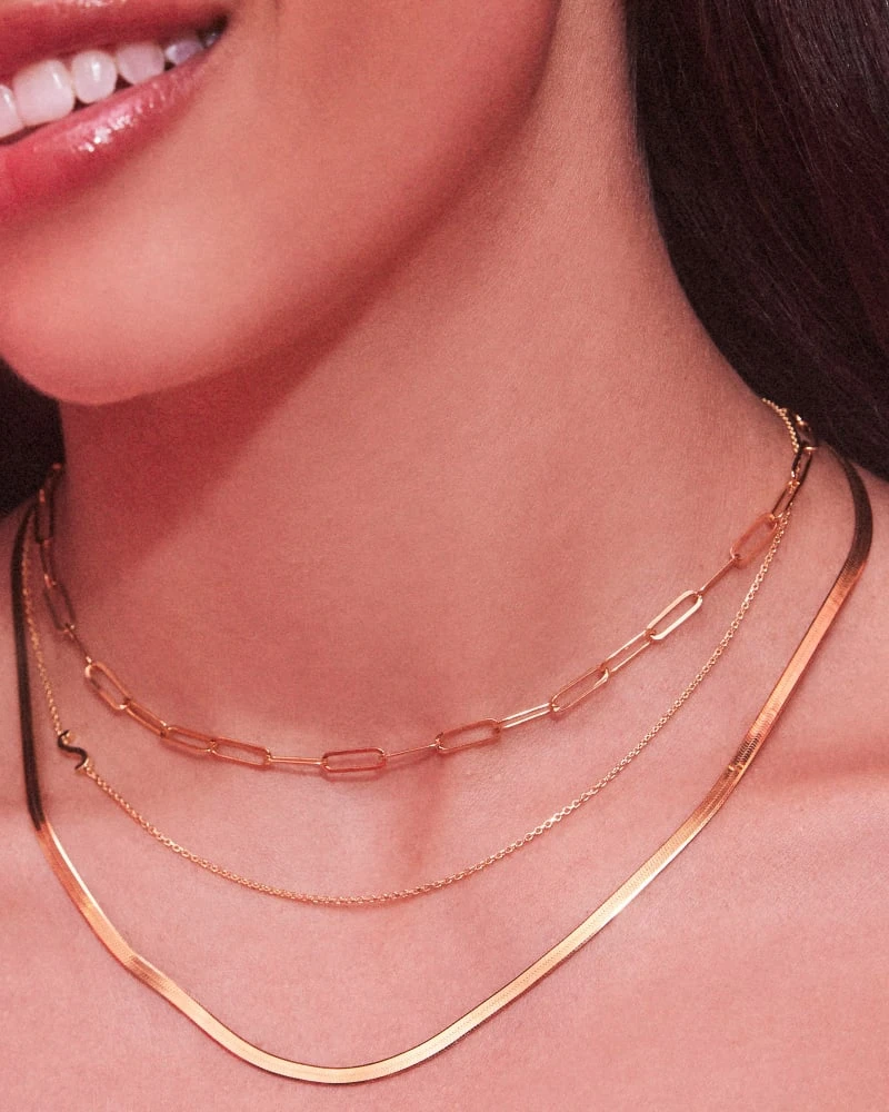 Herringbone Chain Necklace In 18k Gold Vermeil 7 Herringbone Chain Necklace In 18k Gold Vermeil - Image 5