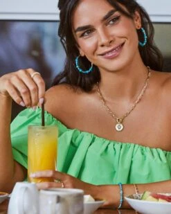 Jovie Gold Beaded Hoop Earrings In Variegated Dark Teal Magnesite 8 Jovie Gold Beaded Hoop Earrings In Variegated Dark Teal Magnesite -Kendra Scott Kendra Scott Jovie Beaded Hoop Earring Dark Teal Gold 00