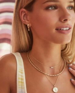 Juliette Gold Pendant Necklace In White Crystal -Kendra Scott Kendra Scott Juliette Pendant Necklace Gold 00