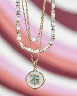 Juliette Gold Pendant Necklace In White Crystal -Kendra Scott Kendra Scott Juliette Pendant Necklace Gold 01