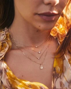 Michelle 14k Yellow Gold Pendant Necklace In White Diamond, .16ct -Kendra Scott Kendra Scott Noelle Pendant Necklace Yellow Gold 00 1