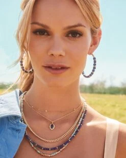 Piper Gold Pendant Necklace In Blue Lapis -Kendra Scott Kendra Scott Piper Pendant Necklace Blue Lapis Gold 03