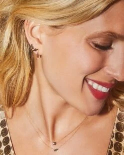 Stella 14k Yellow Gold Stud Earrings In Black Diamond -Kendra Scott Kendra Scott Stella Stud Earring Black Diamond Yellow Gold 01