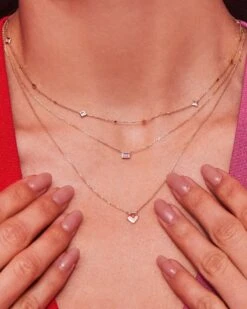 Tiny Heart Padlock 14k Yellow Gold Pendant Necklace In White Diamond -Kendra Scott Kendra Scott Tiny Heart Padlock Yellow Gold 00