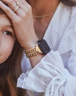 Whitley Double Chain Watch Band In Gold Tone Stainless Steel -Kendra Scott Kendra Scott Whitley Double Chain Watch Band Gold 01