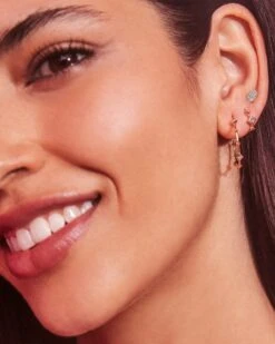 Michelle 14k Yellow Gold Hoop Earrings In White Diamond -Kendra Scott Kendra Sott Michelle Hoop Earring Yellow Gold 00
