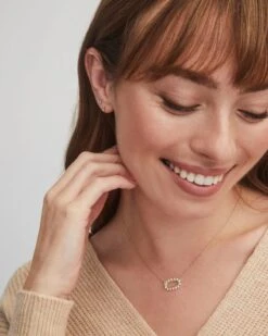 Elisa Open Frame Crystal Pendant In Rose Gold -Kendra Scott elisa open frame gold