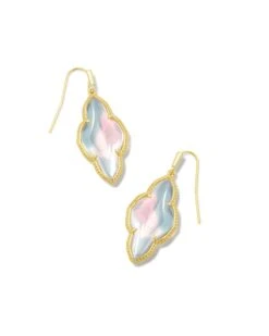 Abbie Gold Drop Earrings In Dichroic Glass
