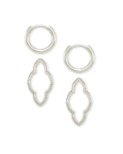 Abbie Convertible Huggie Earrings In Silver -Kendra Scott kendra scott abbie huggie earrings rhodium 01 lg