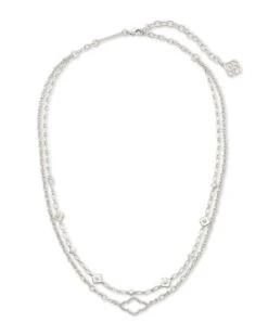Abbie Multi Strand Necklace In Silver -Kendra Scott kendra scott abbie multistrand necklace rhodium 00 lg
