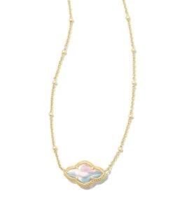 Abbie Gold Pendant Necklace In Dichroic Glass