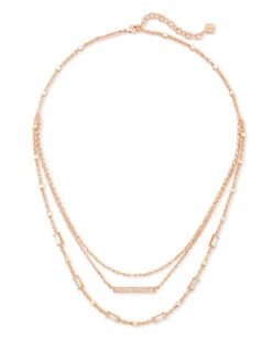 Addison Triple Strand Necklace In Rose Gold -Kendra Scott kendra scott addison multistrand necklace rose gold white cz 01 lg