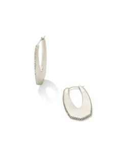 Adeline Hoop Earrings In Silver -Kendra Scott kendra scott adeline hoop earrings rhodium 00