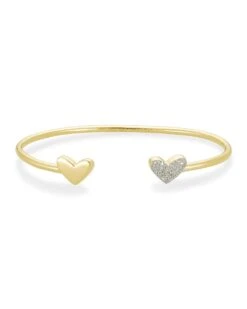 Ari Heart 18k Gold Vermeil Cuff Bracelet In White Diamond