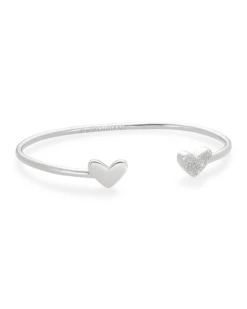 Ari Heart Sterling Silver Cuff Bracelet In White Diamond -Kendra Scott kendra scott ari heart cuff bracelet sterling silver white diamond 01 lg