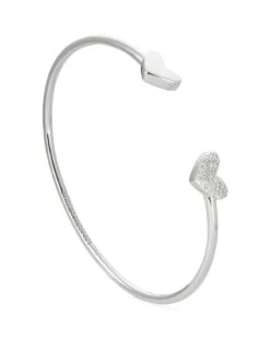 Ari Heart Sterling Silver Cuff Bracelet In White Diamond -Kendra Scott kendra scott ari heart cuff bracelet sterling silver white diamond 02 lg