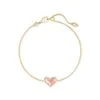Ari Heart Gold Chain Bracelet In Dichroic Glass -Kendra Scott kendra scott ari heart delicate chain bracelet gold dichroic glass 00 lg