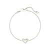 Ari Heart Silver Chain Bracelet In Ivory Mother-of-Pearl -Kendra Scott kendra scott ari heart delicate chain bracelet rhodium ivory mother of pearl 00 lg
