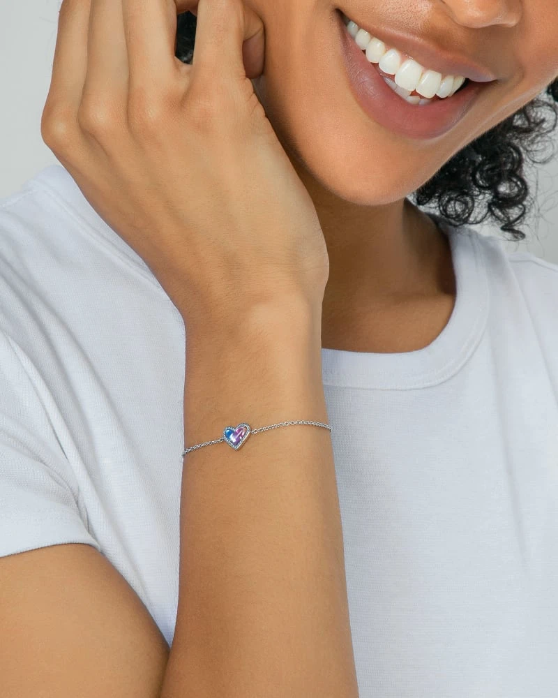 Ari Heart Silver Chain Bracelet In Platinum Drusy 4 Ari Heart Silver Chain Bracelet In Platinum Drusy - Image 2