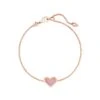Ari Heart Rose Gold Chain Bracelet In Light Pink Drusy -Kendra Scott kendra scott ari heart delicate chain bracelet rose gold pink drusy 00