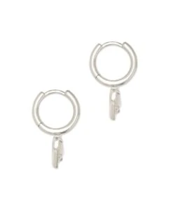 Ari Heart Silver Huggie Earrings In Ivory Mother-of-Pearl -Kendra Scott kendra scott ari heart huggie earring rhodium ivory mother of pearl 01 lg