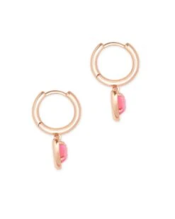 Ari Heart Rose Gold Huggie Earrings In Light Pink Drusy -Kendra Scott kendra scott ari heart huggie earring rose gold pink drusy 01 lg