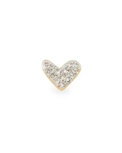 Heart Mini 14k Yellow Gold Single Stud Earring In White Diamond -Kendra Scott kendra scott ari heart piercing stud gold diamond 01 lg