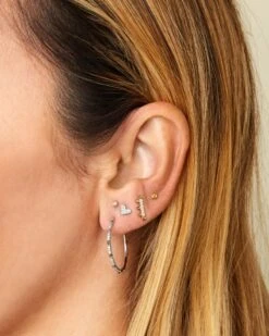 Heart Mini 14k Yellow Gold Single Stud Earring In White Diamond -Kendra Scott kendra scott ari heart piercing stud gold diamond 03 lg