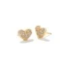 Ari Gold Pave Crystal Heart Earrings In White Crystal -Kendra Scott kendra scott ari pave crystal heart earrings gold white cz 00