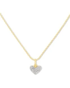 Ari Pave Heart 18k Yellow Gold Vermeil Charm Necklace In White Diamond