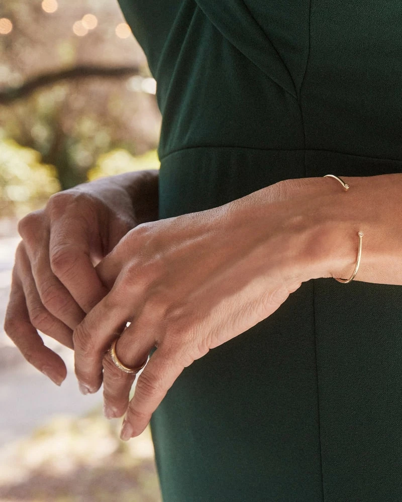 Audrey 14k Yellow Gold Cuff Bracelet In White Diamond 5 Audrey 14k Yellow Gold Cuff Bracelet In White Diamond - Image 3