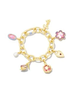 Barbie™ X Kendra Scott Gold Charm Bracelet In Pink Mix